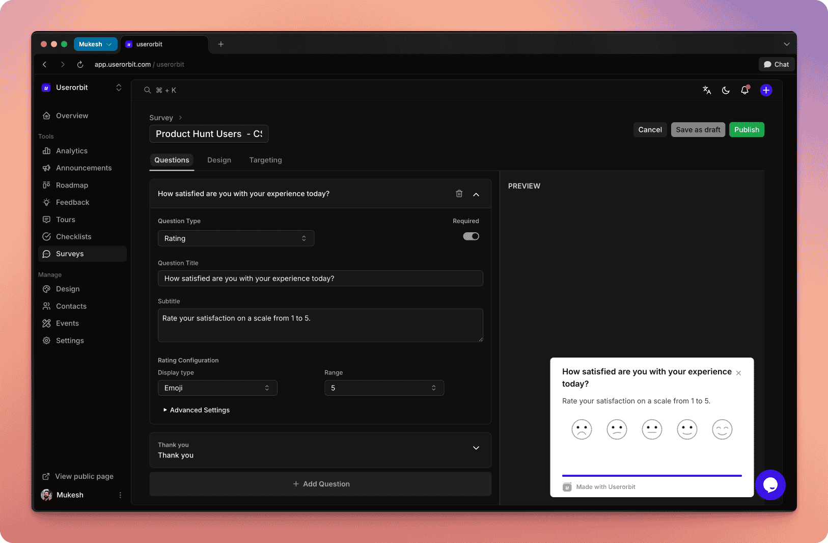 Onboarding checklist with progress bar