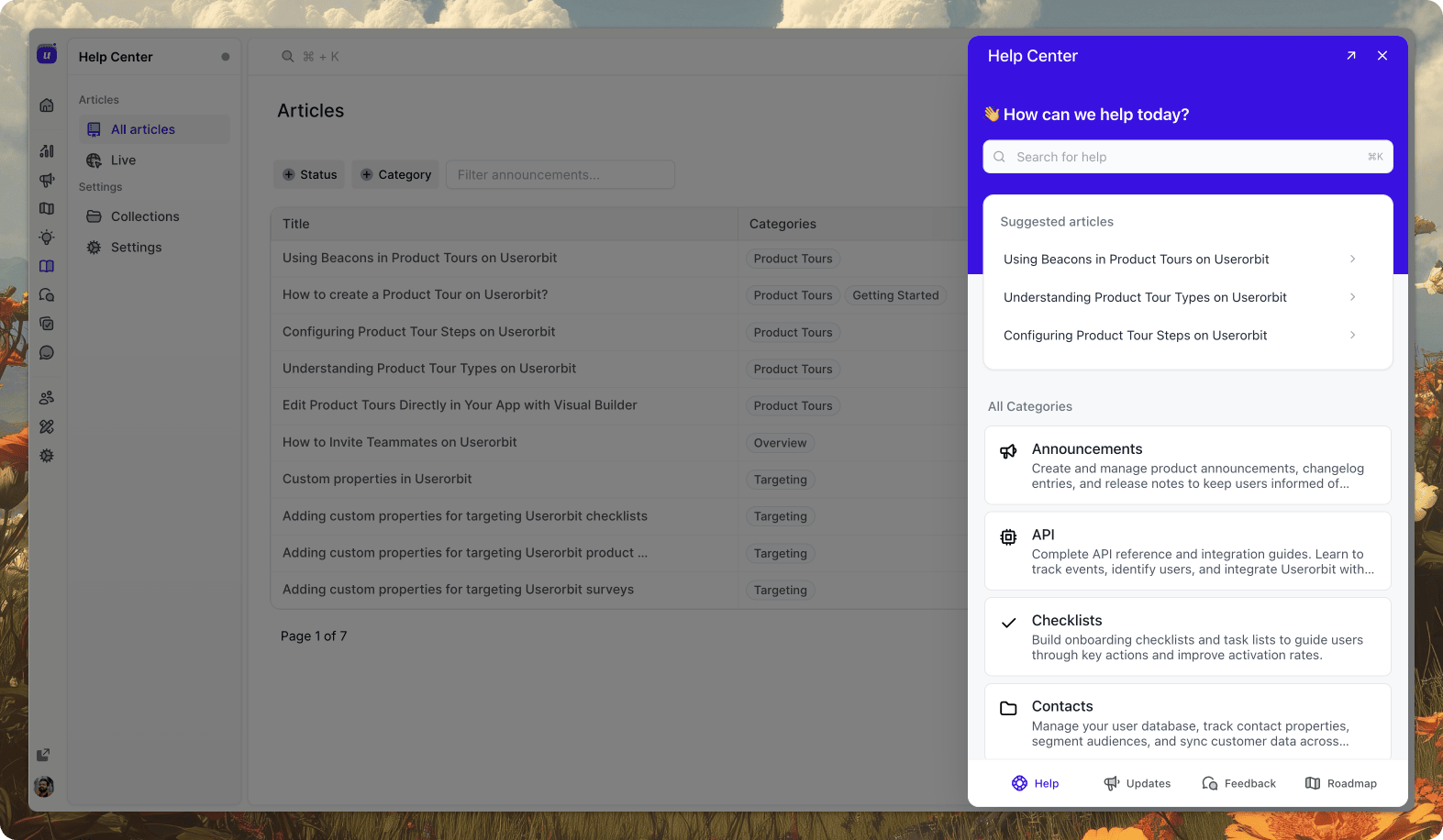 help center in-app widget