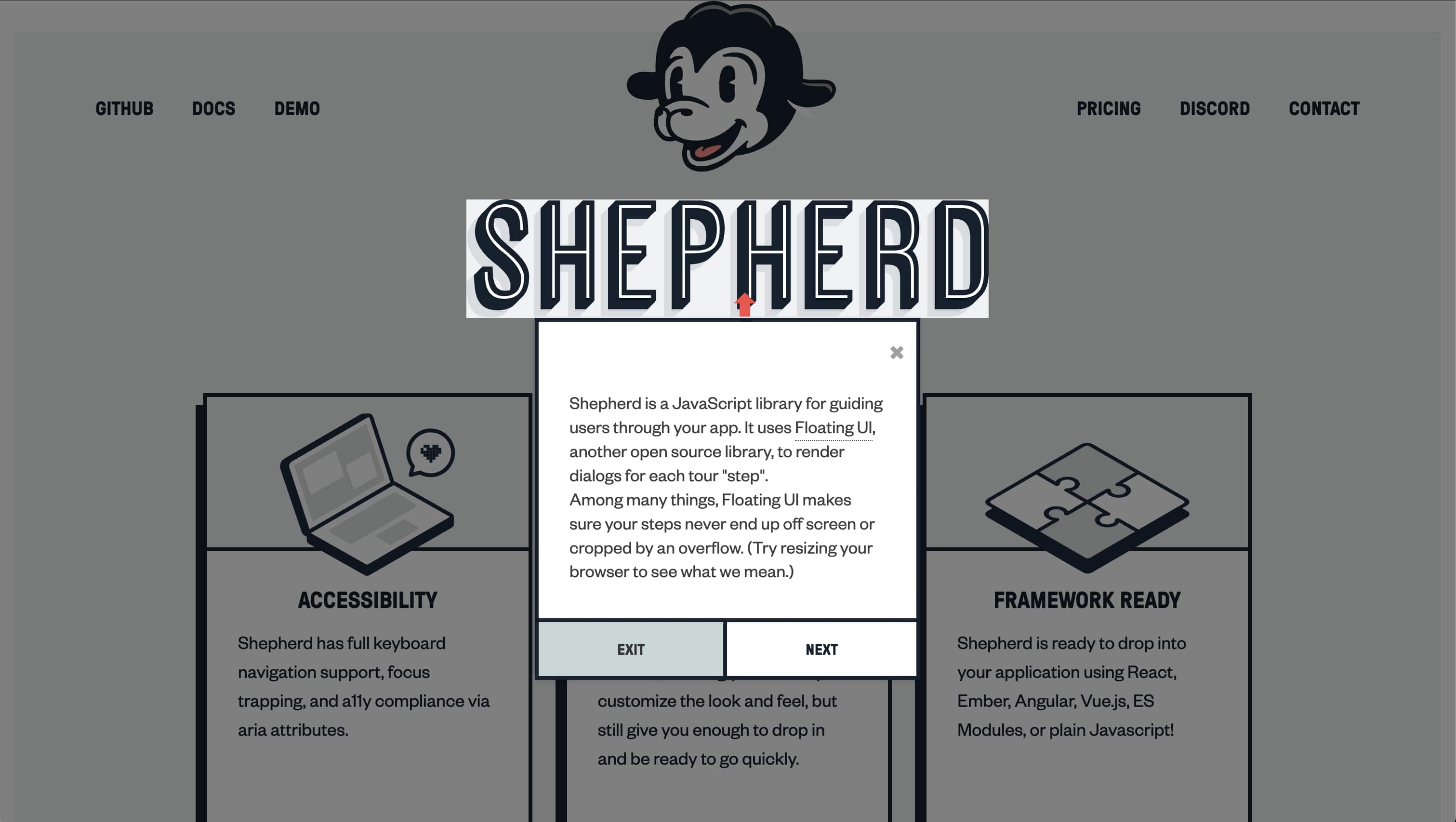 Shepherd.js Screenshot