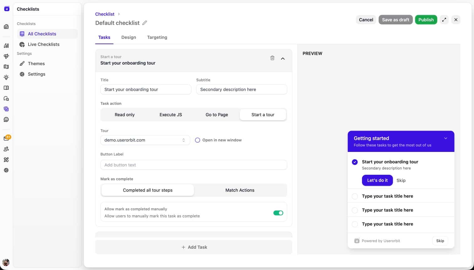 checklist task editor